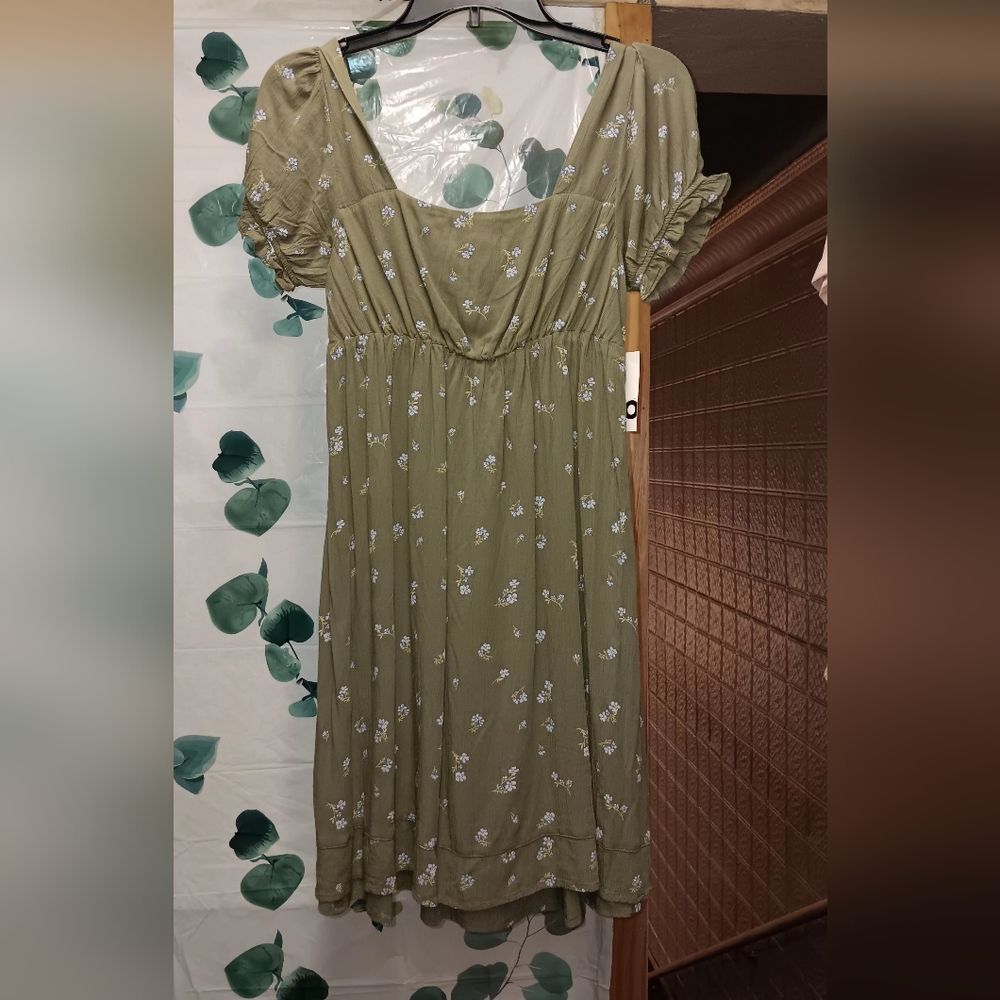 Green floral dress